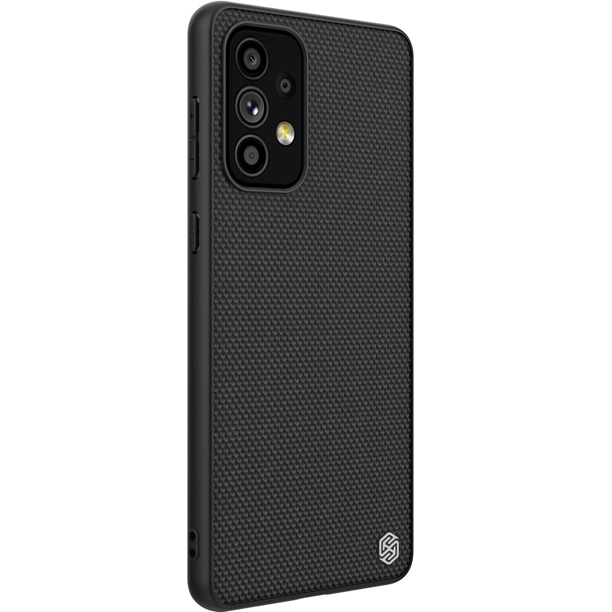Nillkin Textured Case holdbar forstærket etui med gel ramme og nylon tilbage til Samsung Galaxy A73 sort