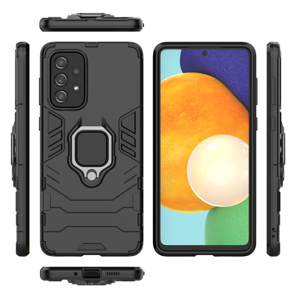 Ring Armor robust hybrid cover + magnetisk holder til Samsung Galaxy A73 sort