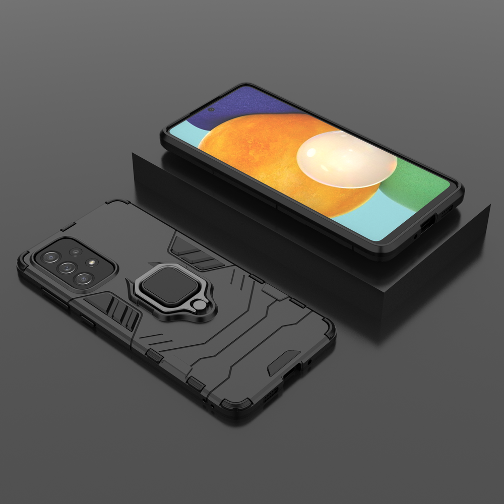 Ring Armor robust hybrid cover + magnetisk holder til Samsung Galaxy A73 sort