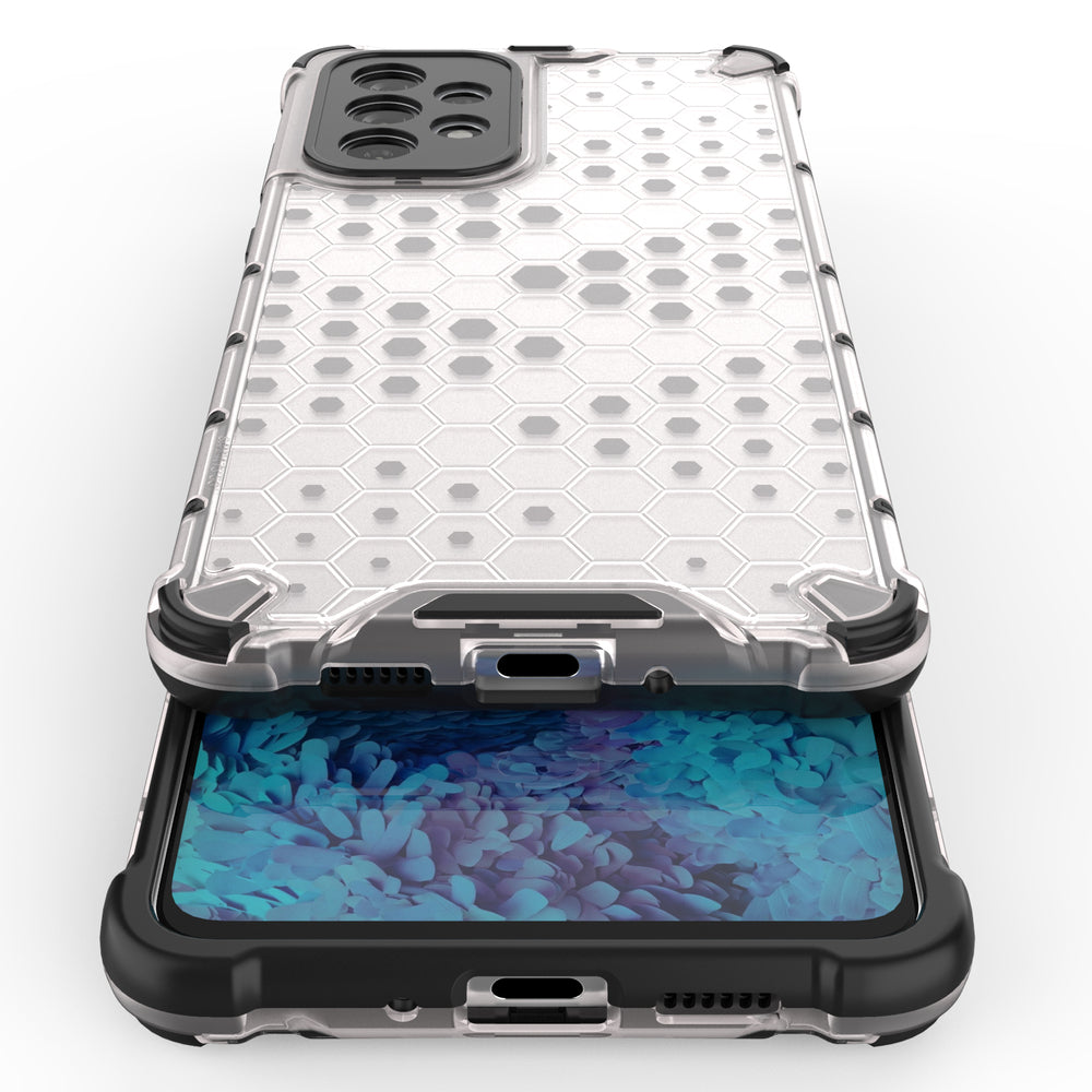 Honeycomb case pansret cover med en gel ramme til Samsung Galaxy A73 sort