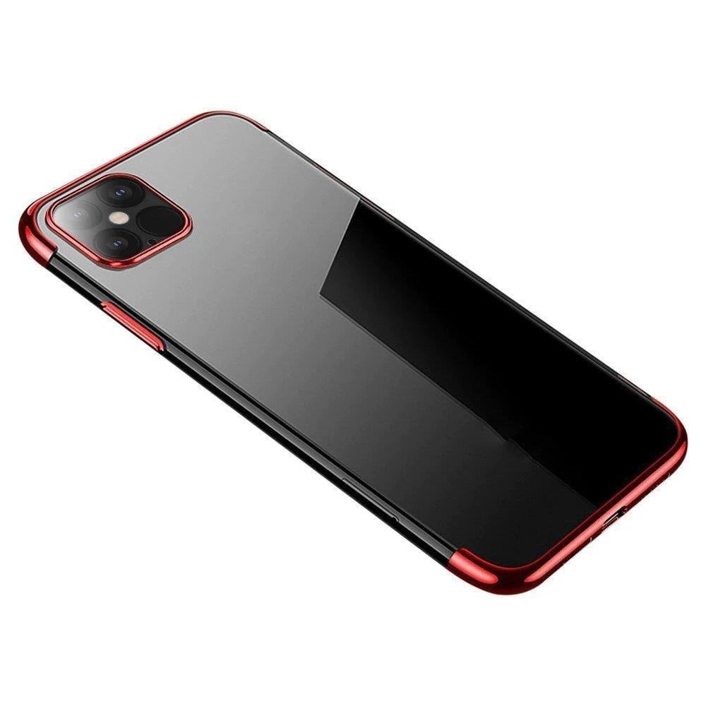 Clear case Farve TPU gel cover med metalramme til Samsung Galaxy S22 + (S22 Plus) rød