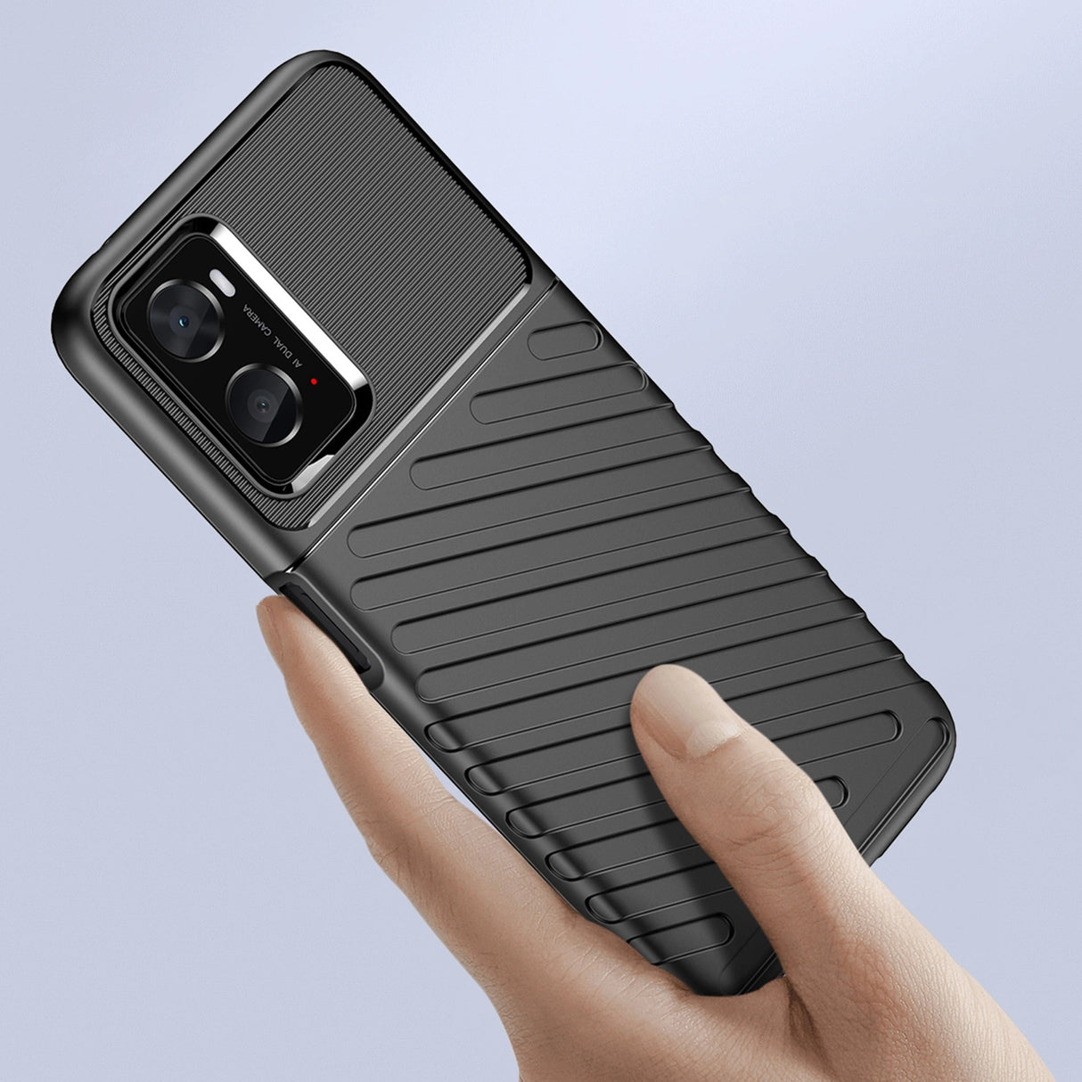 Thunder Case fleksibelt pansret cover til Oppo A76 / Oppo A36 / Realme 9i sort