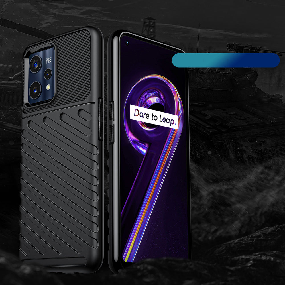 Thunder Case Fleksibel pansret cover til Realme 9 Pro + (9 Pro Plus) sort