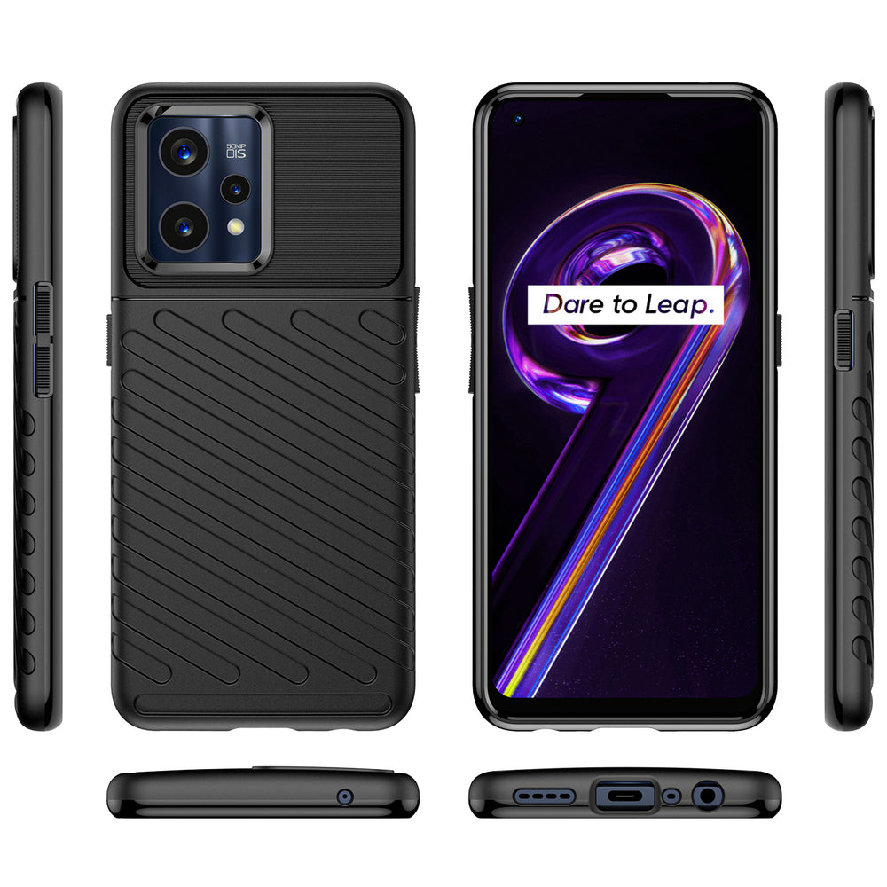 Thunder Case Fleksibel pansret cover til Realme 9 Pro + (9 Pro Plus) sort