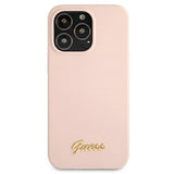 Guess GUHMP13LLSLMGLP iPhone 13 Pro / 13 6.1" light pink/light pink hardcase Silicone Script Gold Logo Magsafe