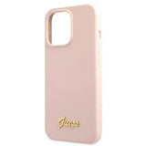 Guess GUHMP13LLSLMGLP iPhone 13 Pro / 13 6.1" light pink/light pink hardcase Silicone Script Gold Logo Magsafe