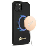 Guess GUHMP13MLSLMGBK iPhone 13 6.1" sort/sort hardcase Silicone Script Gold Logo Magsafe