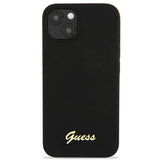 Guess GUHMP13MLSLMGBK iPhone 13 6.1" sort/sort hardcase Silicone Script Gold Logo Magsafe