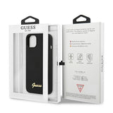 Guess GUHMP13MLSLMGBK iPhone 13 6.1" sort/sort hardcase Silicone Script Gold Logo Magsafe