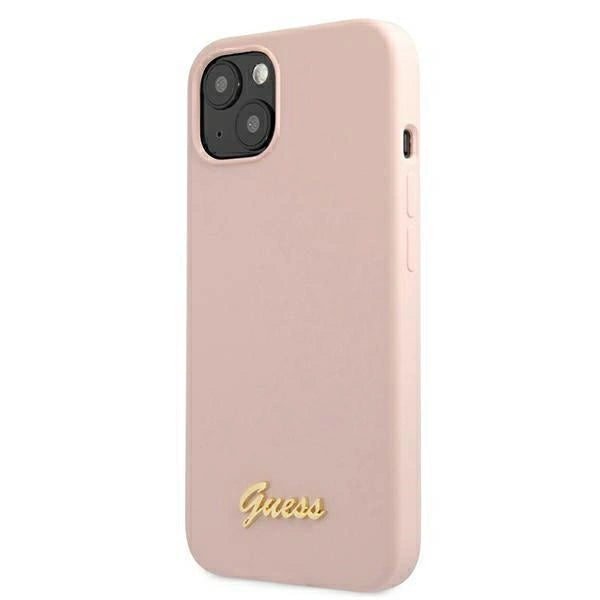 Guess GUHMP13MLSLMGLP iPhone 13 6.1" light pink/light pink hardcase Silicone Script Gold Logo Magsafe