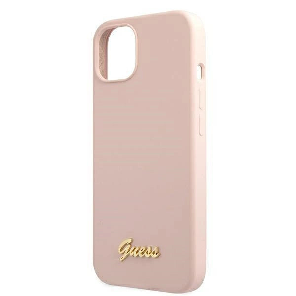 Guess GUHMP13MLSLMGLP iPhone 13 6.1" light pink/light pink hardcase Silicone Script Gold Logo Magsafe