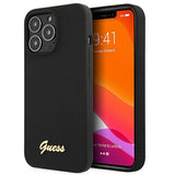 Guess GUHMP13XLSLMGBK iPhone 13 Pro Max 6.7" black/black hardcase Silicone Script Gold Logo MagSafe