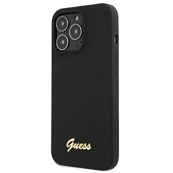 Guess GUHMP13XLSLMGBK iPhone 13 Pro Max 6.7" black/black hardcase Silicone Script Gold Logo MagSafe