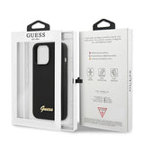 Guess GUHMP13XLSLMGBK iPhone 13 Pro Max 6.7" black/black hardcase Silicone Script Gold Logo MagSafe