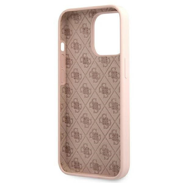 Guess GUHMP13XLSLMGLP iPhone 13 Pro Max 6.7" light pink/light pink hardcase Silicone Script Gold Logo Magsafe