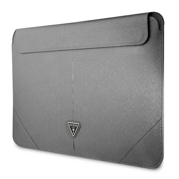 Guess Saffiano Triangle Logo-kasse til en 14" laptop - sølv