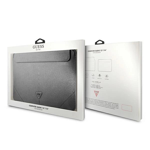 Guess Saffiano Triangle Logo-kasse til en 14" laptop - sølv
