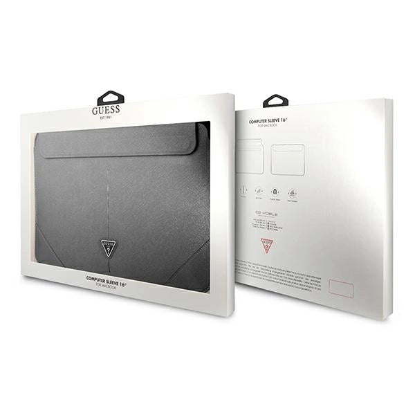 Guess Saffiano Triangle Logo-kasse til en 16" laptop - sølv
