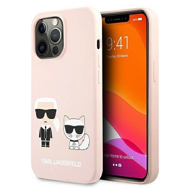 Karl Lagerfeld Silicone Ikonik Karl&Choupette MagSafe Case for iPhone 13 Pro / iPhone 13 - Light Pink