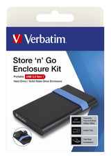 Verbatim Store'N'Go Enclosure Kit HDD/SSD kabinet Sort, Blå 2.5"