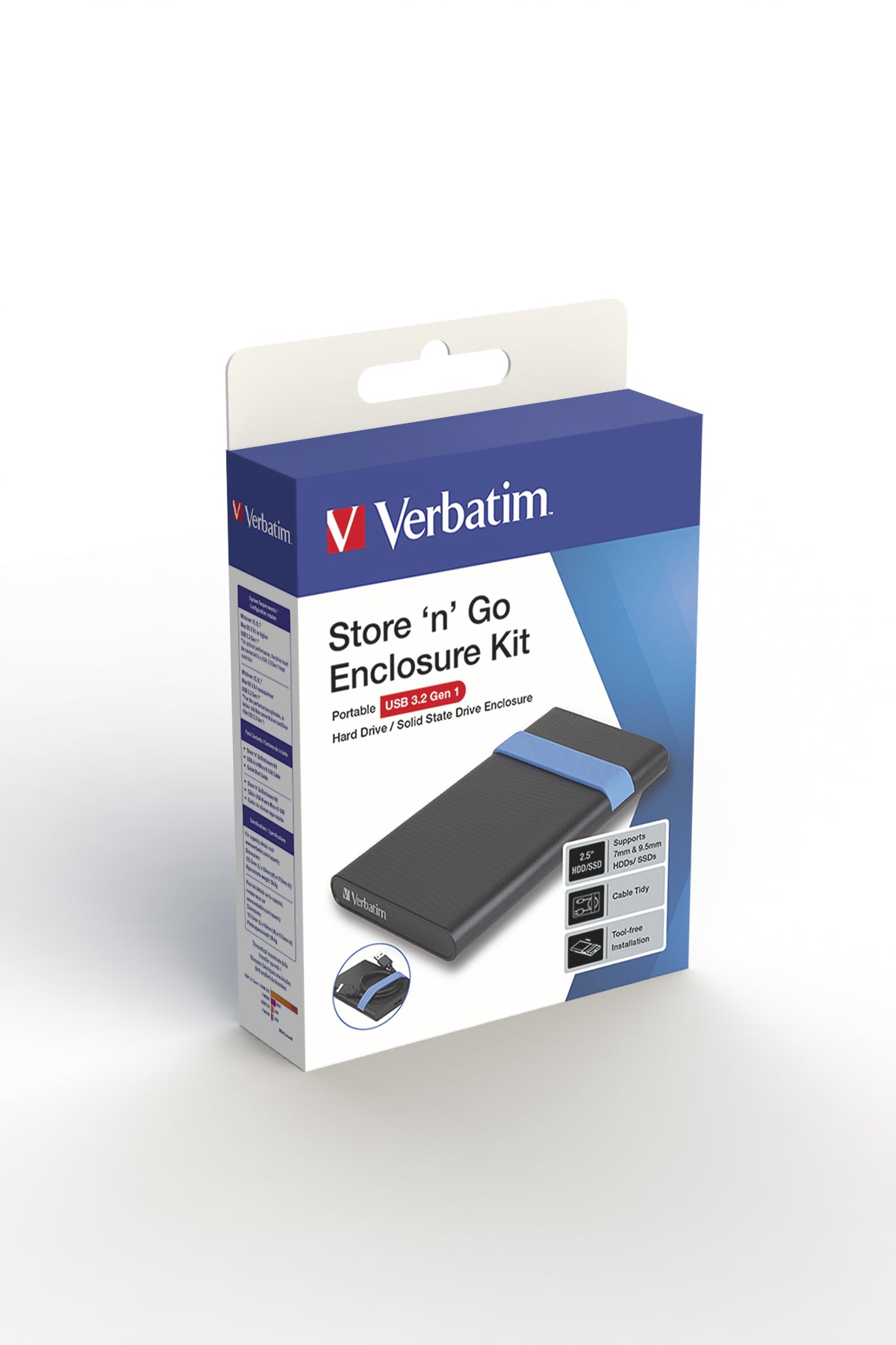 Verbatim Store'N'Go Enclosure Kit HDD/SSD kabinet Sort, Blå 2.5"