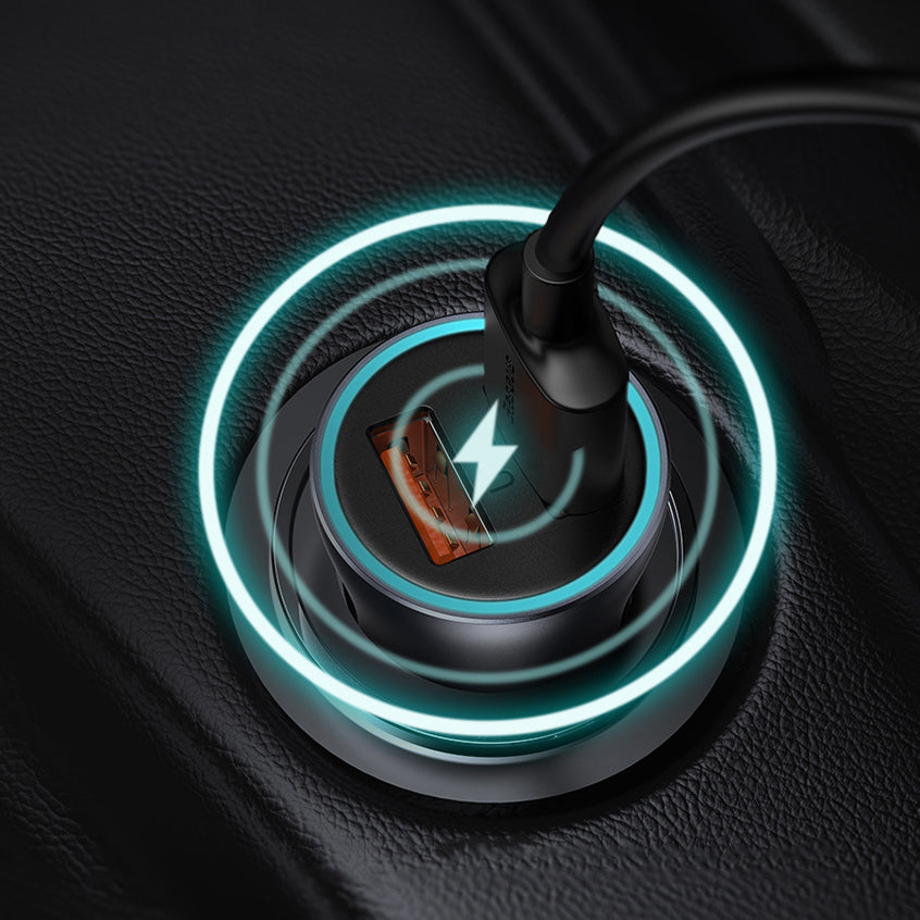 Baseus Golden Contactor Max fast car charger USB + USB type C 60 W Quick Charge blue (CGJM000103)