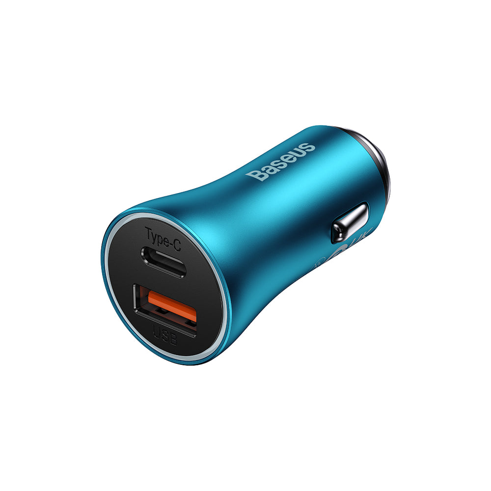 Baseus Golden Contactor Max fast car charger USB + USB type C 60 W Quick Charge blue (CGJM000103)