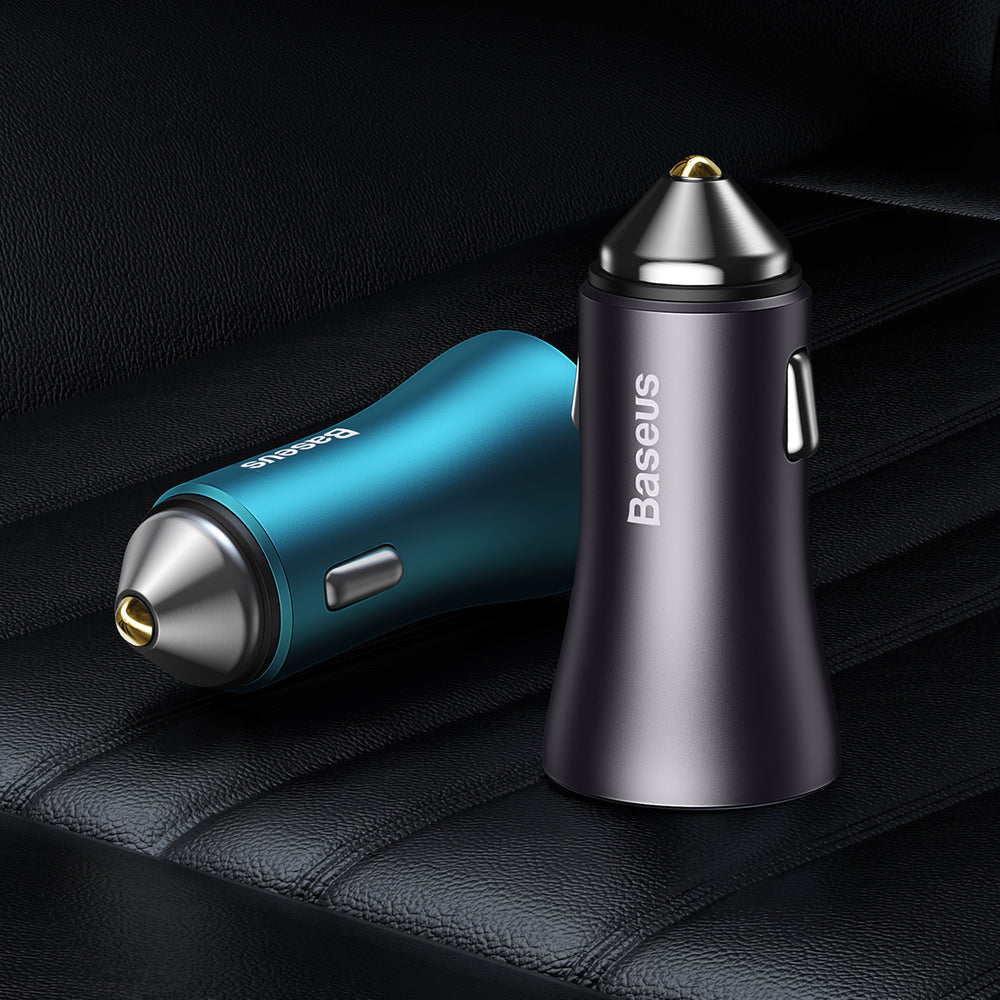 Baseus Golden Contactor Max fast car charger USB + USB type C 60 W Quick Charge blue (CGJM000103)