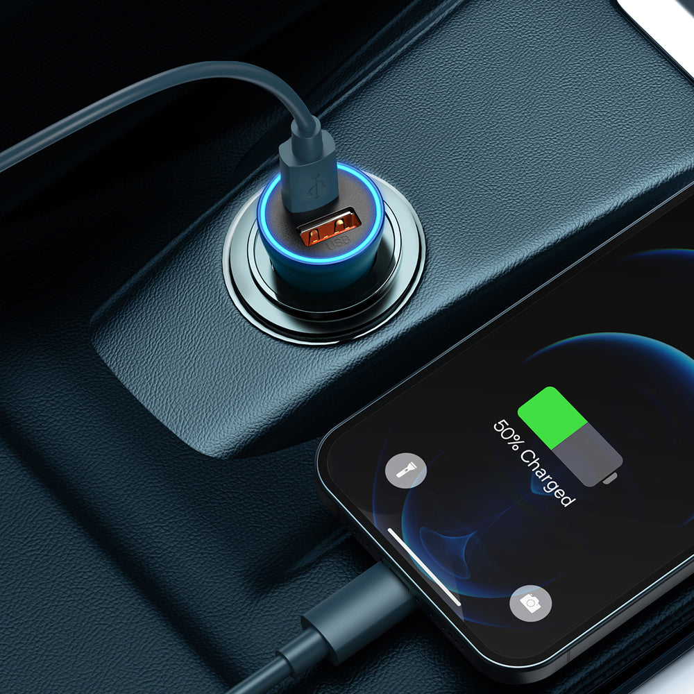 Baseus Golden Contactor Max fast car charger USB + USB type C 60 W Quick Charge blue (CGJM000103)