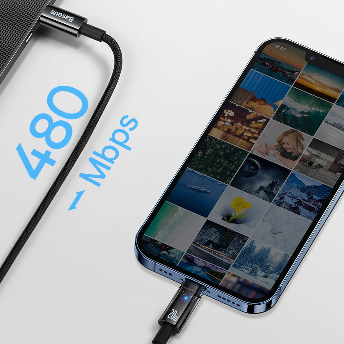 Baseus CATS000003 Lightning - USB-C kabel 20W 480Mb/s 1m - blå