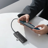 Baseus Lite Series HUB 4-Port (USB-A til 4xUSB-A 3.0) 0,25m sort (WKQX030001)