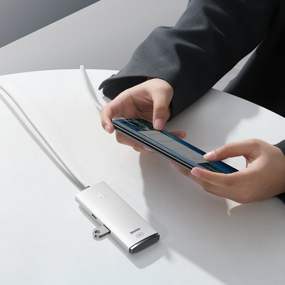 Baseus Lite Series HUB adapter USB Type C - 4x USB 3.0 2m white (WKQX030502)
