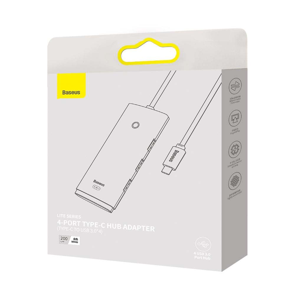 Baseus Lite Series HUB adapter USB Type C - 4x USB 3.0 2m white (WKQX030502)