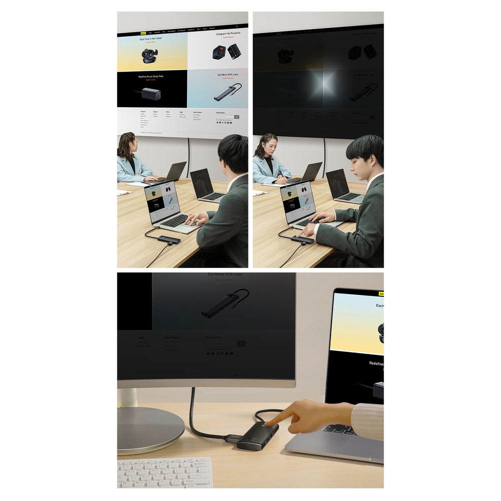 Baseus Lite Series multifunctional USB Type C HUB - 2 x USB 3.0 / USB Type C / HDMI 1.4 / SD/TF OTG black (WKQX050001)