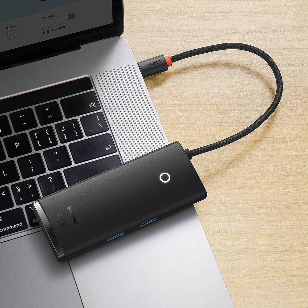 Baseus Lite Series multifunctional HUB USB Type C - 2 x USB 3.0 / USB Type C PD / HDMI 1,4 / SD / TF black (WKQX050101)