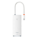 Baseus Lite Series multifunctional HUB USB Type C - 2 x USB 3.0 / USB Type C PD / HDMI 1,4 / SD / TF white (WKQX050102)
