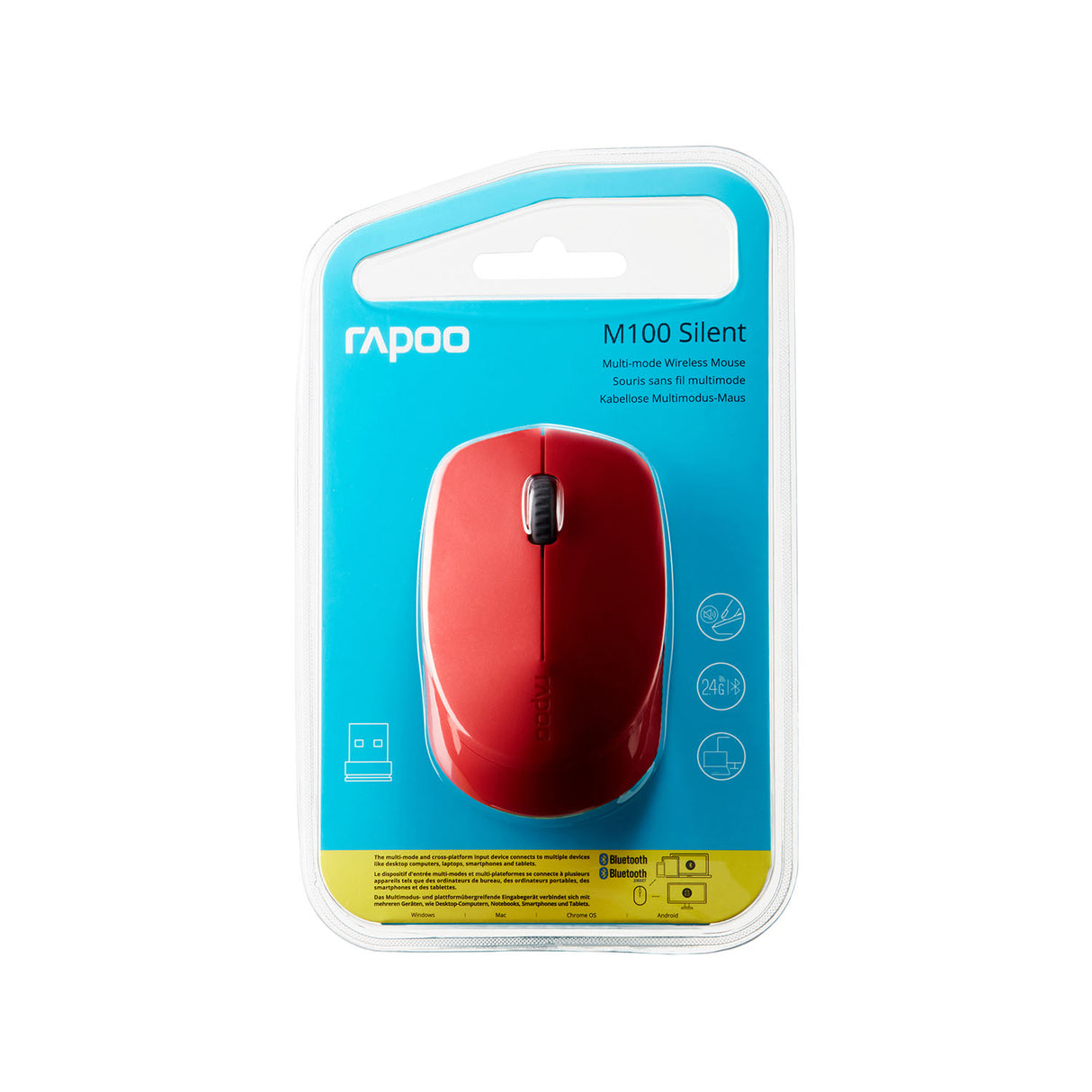Rapoo Mouse M100 Silent Wireless Multi Mode Red