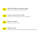 Baseus Ingenuity Series USB Type C til USB-A 3.2 gen 1 adapter blå (ZJJQ000003)