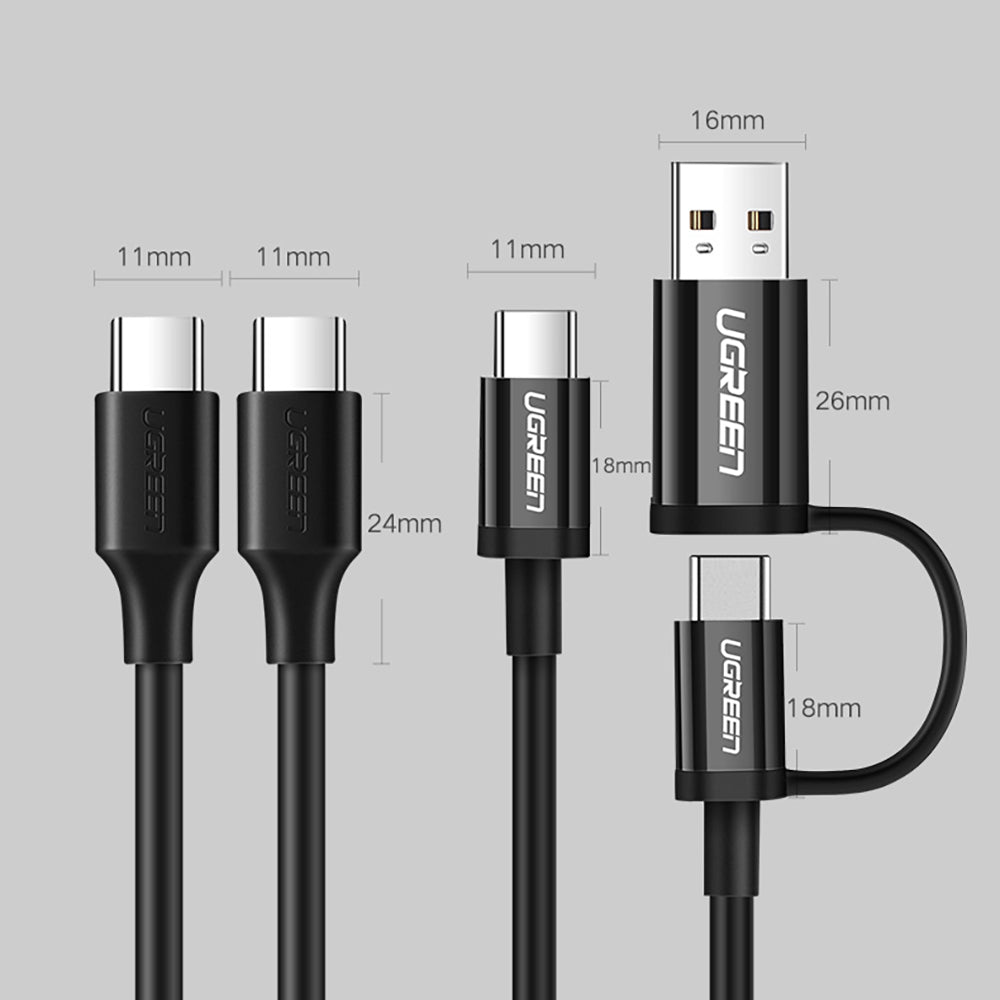 Ugreen US286 USB-C - USB-C PD QC 3A 480Mb/s 2m Kabel - sort