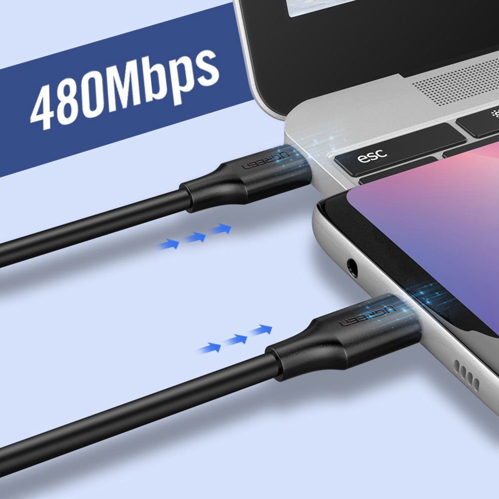 Ugreen US286 USB-C - USB-C PD QC 3A 480Mb/s 2m Kabel - sort