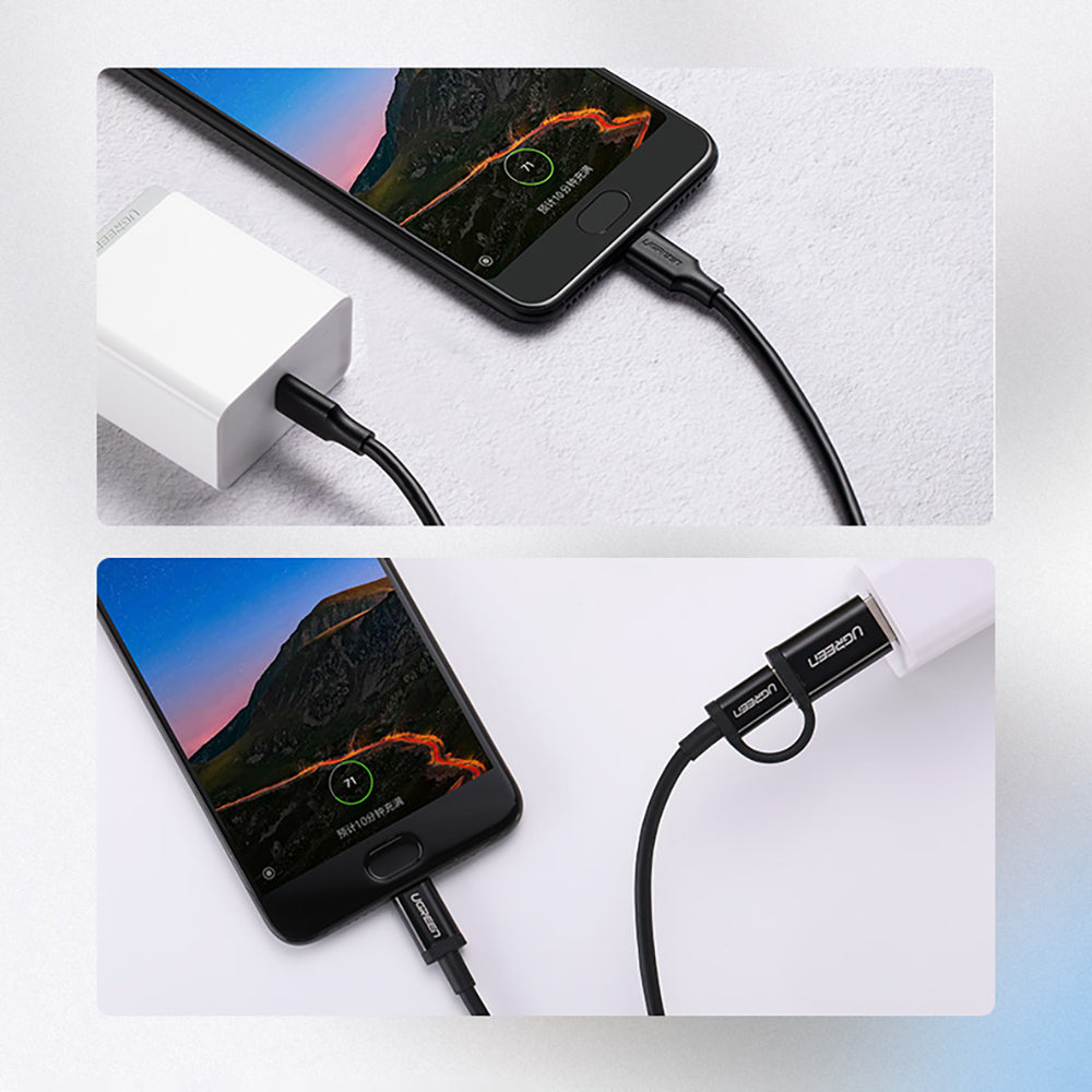 Grøn US286 USB-C - USB-C 3A 480Mb/s kabel 3m - sort