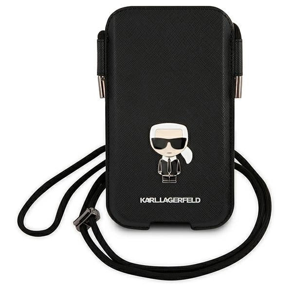 Karl Lagerfeld Saffiano Ikonik Karl 6.1'' handbag - black