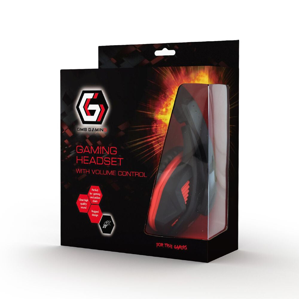 Gembird GHS-03 hovedtelefoner/headset Ledningsført Spil Sort, Rød