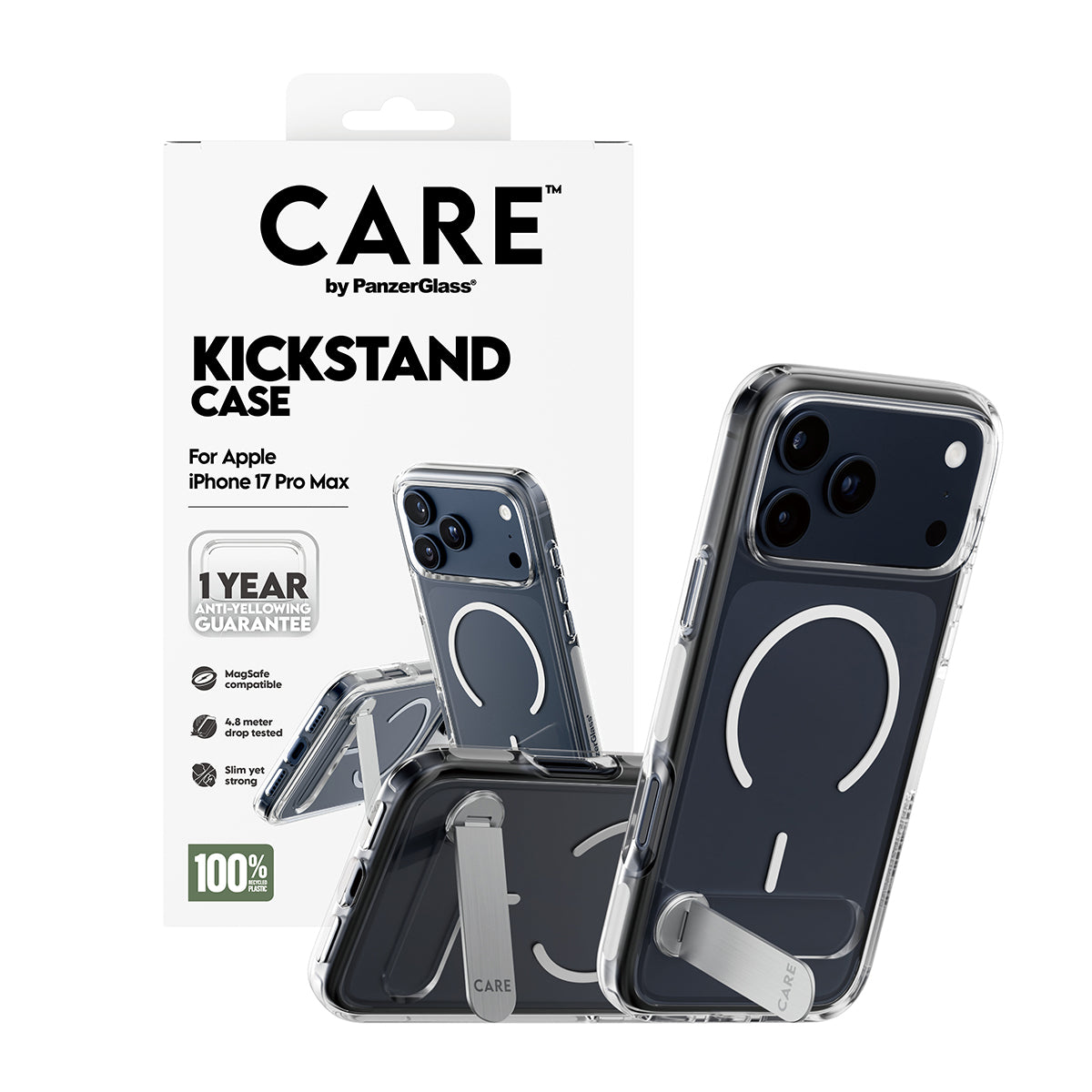 PanzerGlass CARE by ® Feature Case Transparent m. Kickstand & MagSafe iPhone 17 Pro Max