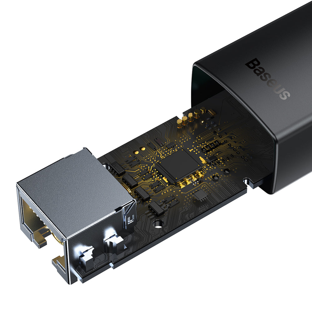 Baseus Lite Series external network card USB Type C - RJ-45 1Gbps (1000Mbps) black (WKQX000301)