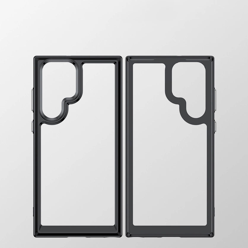 Ude i rummet Case Case for Samsung Galaxy S22 Ultra Hard Cover med Gel Frame Red