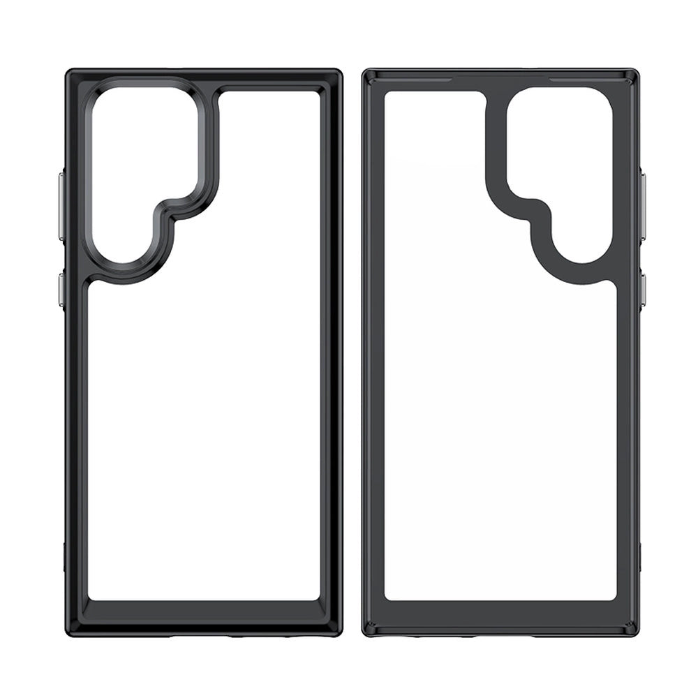 Ude i rummet Case Case for Samsung Galaxy S22 Ultra Hard Cover med Gel Frame Red