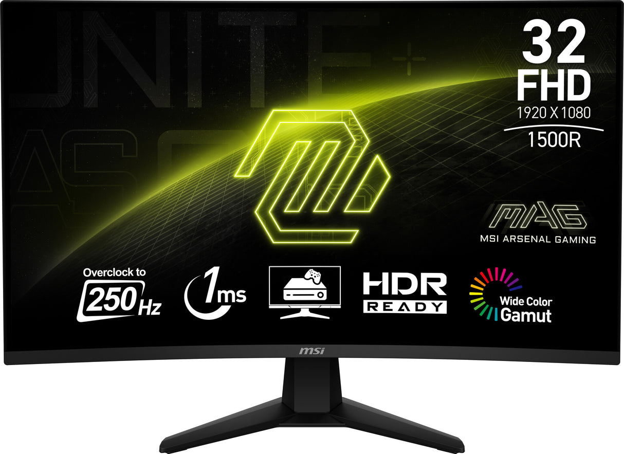 MSI MAG 32C6X computerskærm 80 cm (31.5") 1920 x 1080 pixel Fuld HD Sort