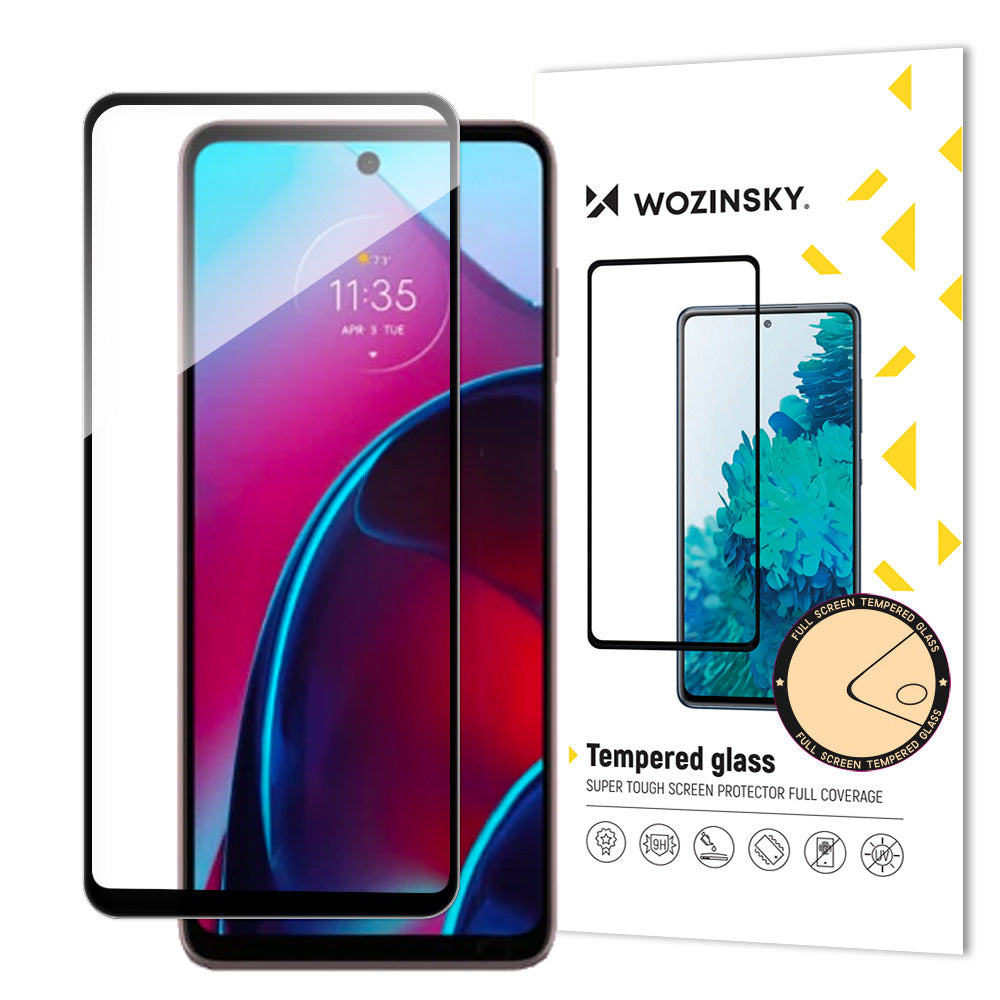 Wozinsky Full Glue tempereret glas Motorola Moto G Stylus 2022 9H Full Screen tempereret glas med sort ramme
