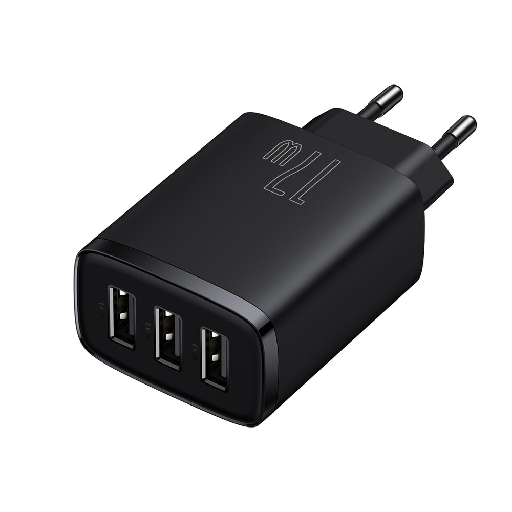 Baseus Compact oplader 3x USB 17W sort (CCXJ020101)